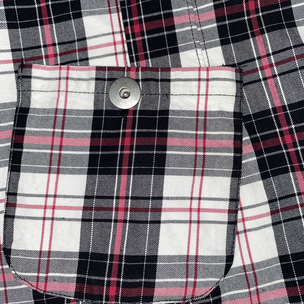 2 Outer Edge Women's Shirt Plus Size 3X Plaid Red Black White Button Up Pockets - Picture 8 of 10